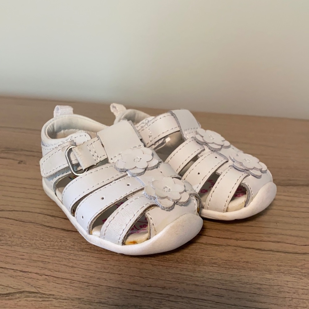 White leather sandals